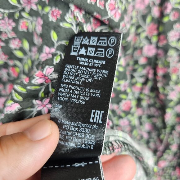 Marks & Spencer Collection Women's Size 10 Black & Pink Floral Printed Blouse - Picture 10 of 11
